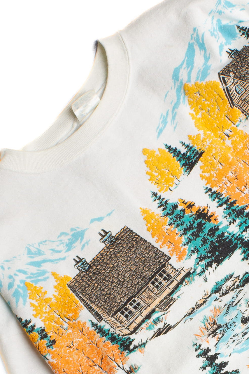 Vintage Cabin Scene AOP Lifestyles Sweatshirt 8703