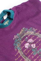 Vintage Turtleneck Poem Floral Sweatshirt (1990s)