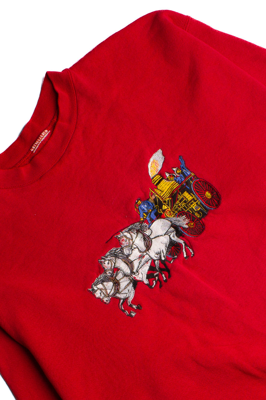 Vintage Horse Drawn Firetruck Sweatshirt (1980s) 8732