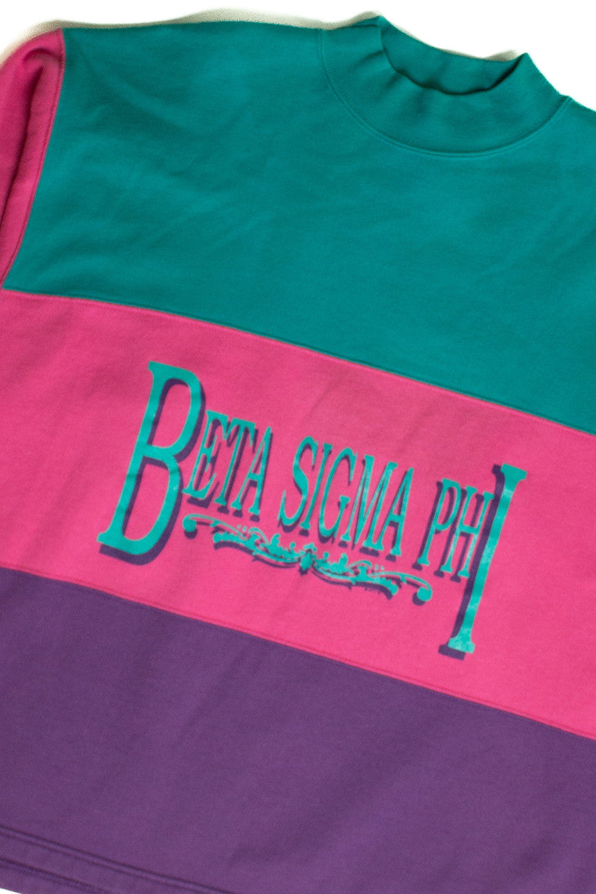 Vintage Beta Sigma Phi Color Block Sweatshirt (sz. X-Large)