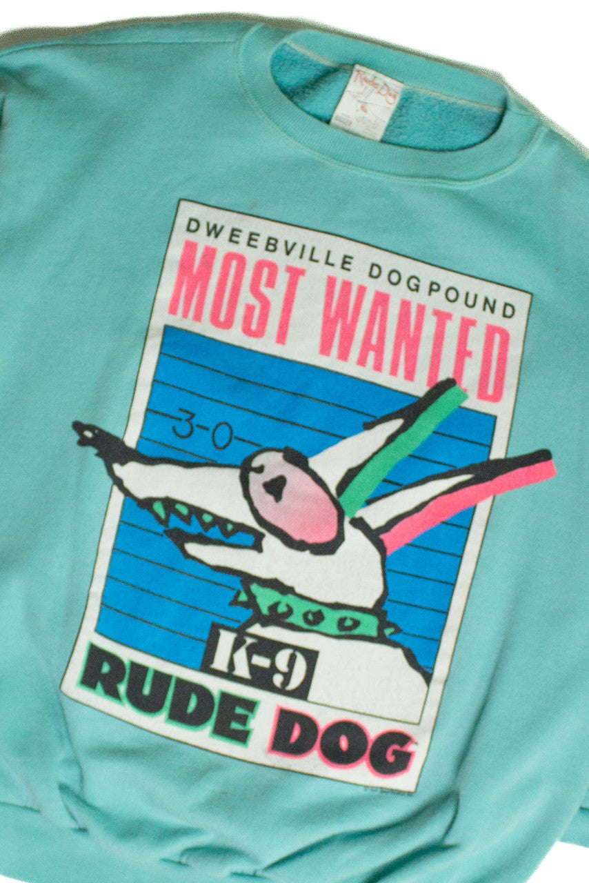 Vintage Most Wanted Rude Dog Sweatshirt (sz. Large)