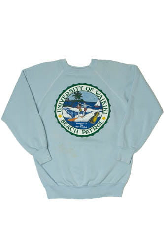 Vintage University of Waikiki Beach Patrol Surf Sweatshirt 8901
