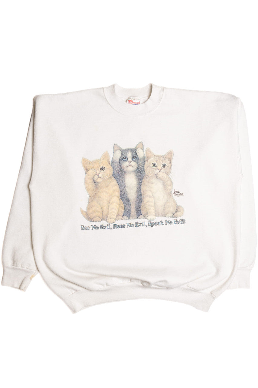 See Hear Speak No Evil Kitten Sweatshirt 9286