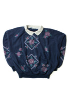 Vintage Collared Rose Graphic Grandma Sweatshirt (1990s)