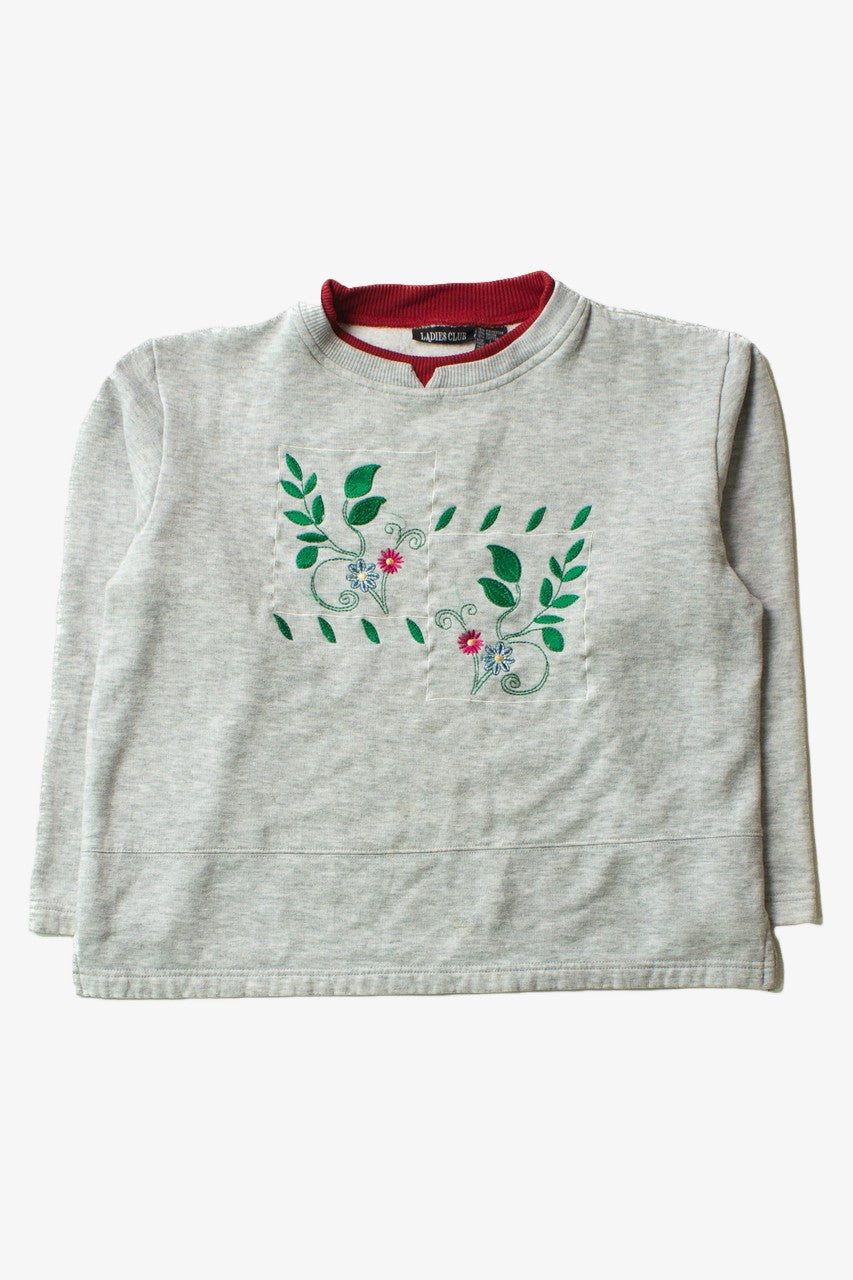 Vintage Embroidered Floral Squares Sweatshirt (1990s)