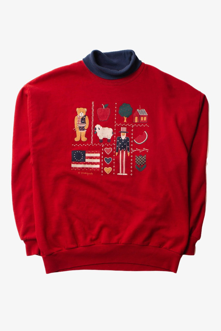 Vintage Red USA Turtleneck Sweatshirt (1990s)