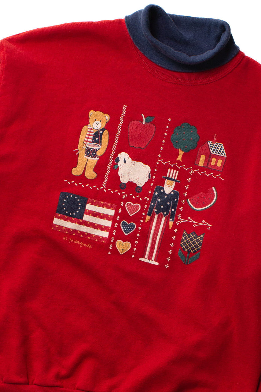 Vintage Red USA Turtleneck Sweatshirt (1990s)