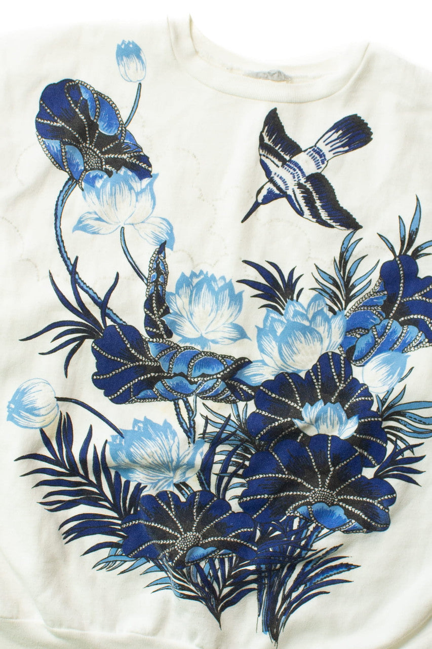 Vintage Blue Hummingbird Batwing Sweatshirt (1980s)