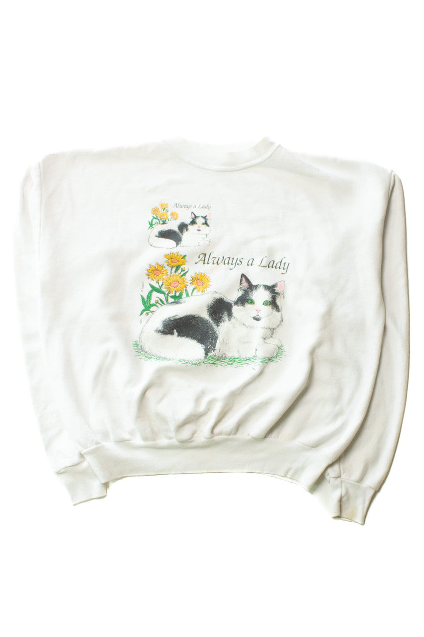 Vintage Always A Lady Cat Sweatshirt (1990s)