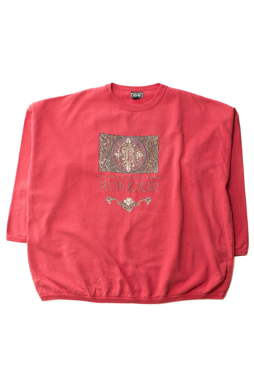 Vintage Oversized Bonjour Sweatshirt (1990s)