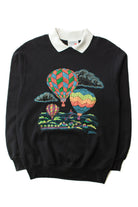 Vintage Collared Pointillist Hot Air Balloons Sweatshirt (1990s)