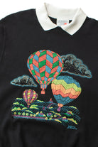 Vintage Collared Pointillist Hot Air Balloons Sweatshirt (1990s)