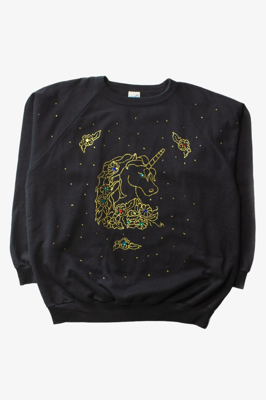 Vintage Hand-Decorated Unicorn Sweatshirt (1990s)