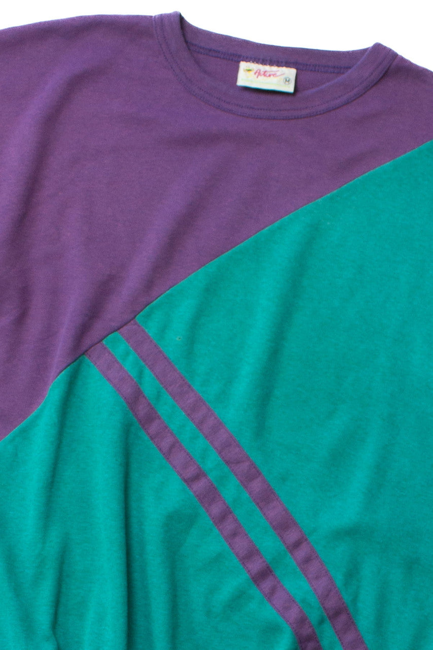 Vintage Purple & Teal Short Sleeve Sweatshirt (1980s)