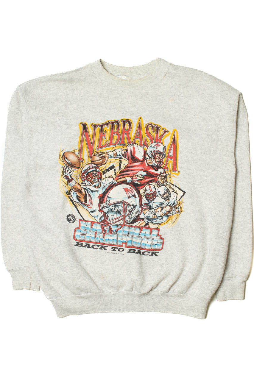 Vintage 1995 Nebraska Football "National Champions Back To Back" Sweatshirt