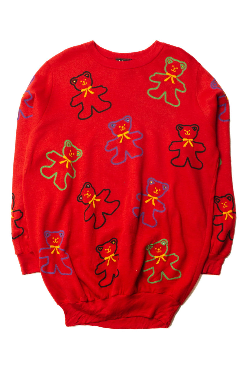 Vintage Red Teddy Bears Sweatshirt (1980s)