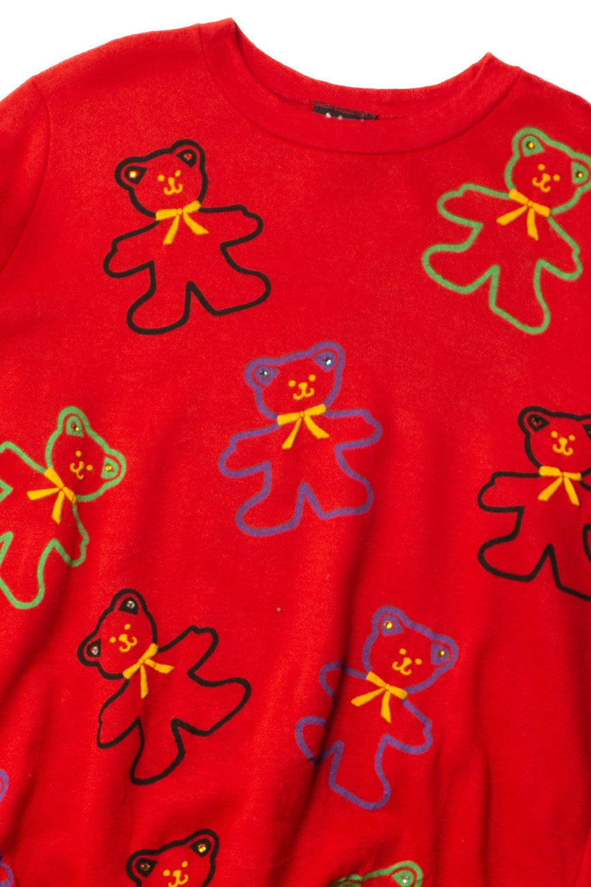 Vintage Red Teddy Bears Sweatshirt (1980s)