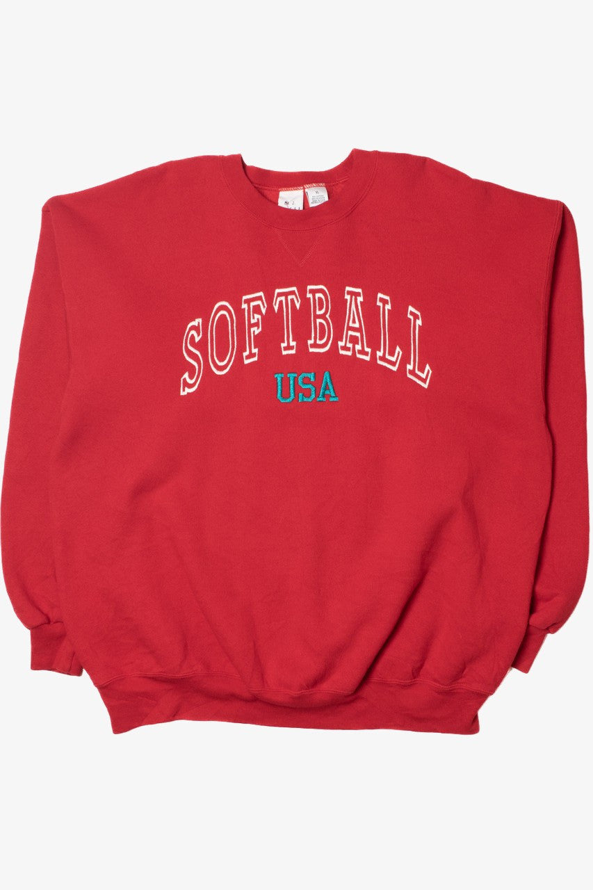 Vintage "Softball USA" Embroidered Sweatshirt
