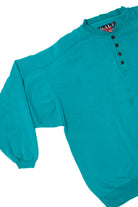 Vintage Starter Embroidered Logo Button Henley Sweatshirt