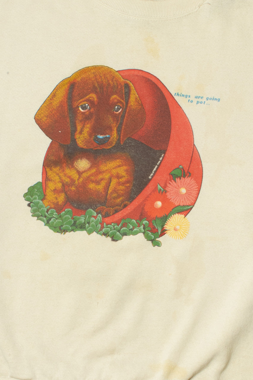 Vintage Puppy "Things Are Going To Pot" Sweatshirt (1980s)