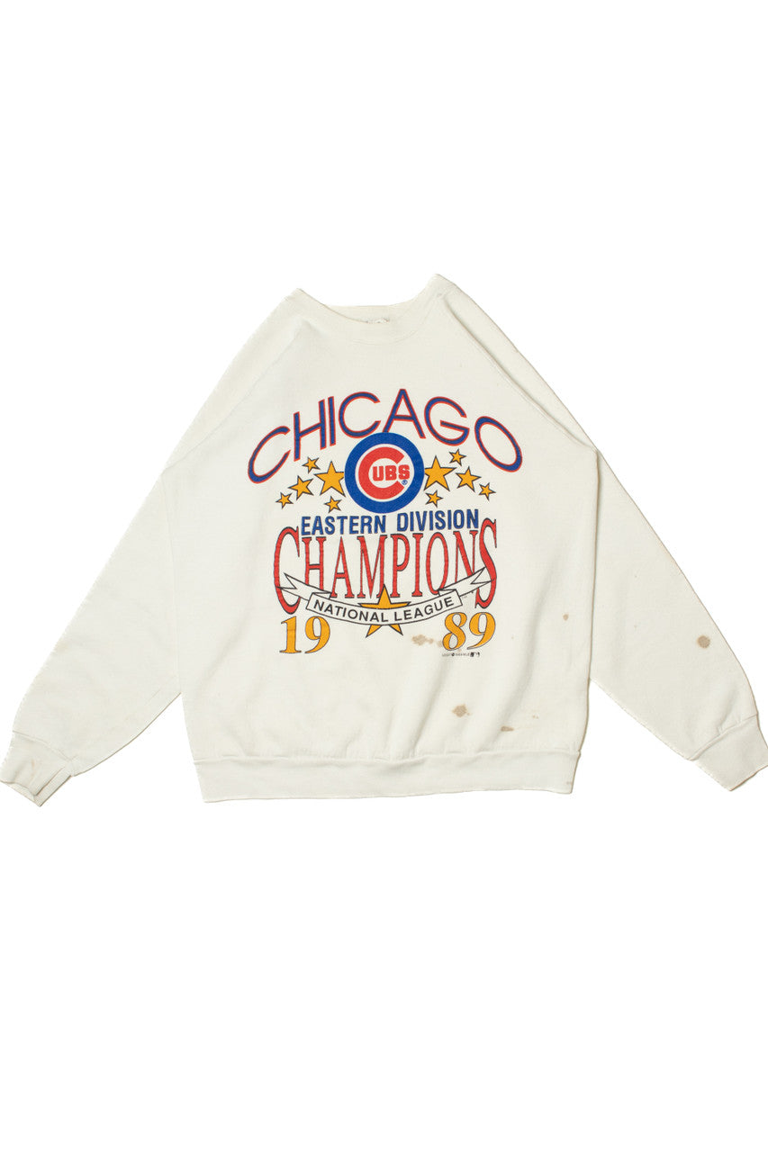 Vintage 1989 Chicago Cubs MLB Eastern Division Champions Raglan Sweatshirt