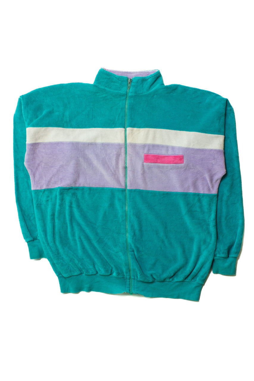 Vintage Color Block Terry Track Jacket (1980s)