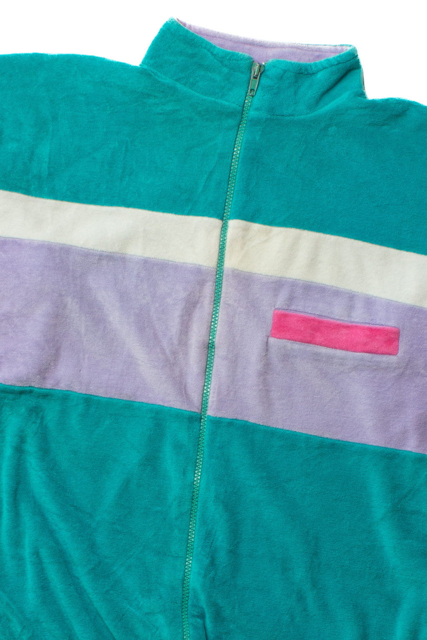 Vintage Color Block Terry Track Jacket (1980s)