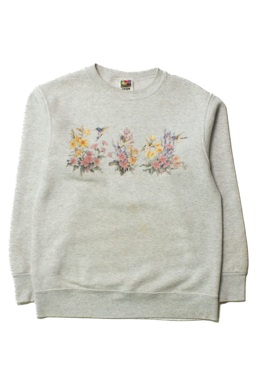 Vintage Hummingbird Flowers Sweatshirt (1990s) 9713