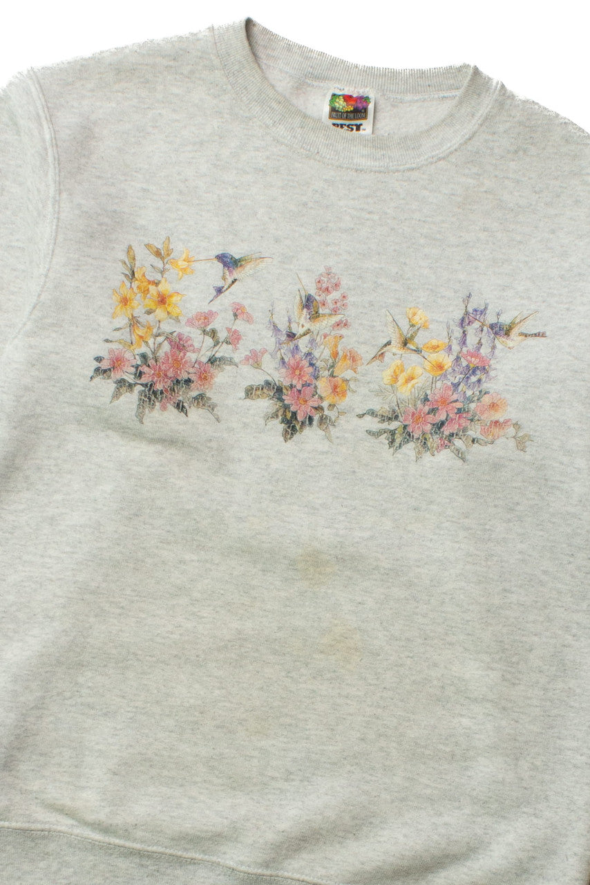 Vintage Hummingbird Flowers Sweatshirt (1990s) 9713