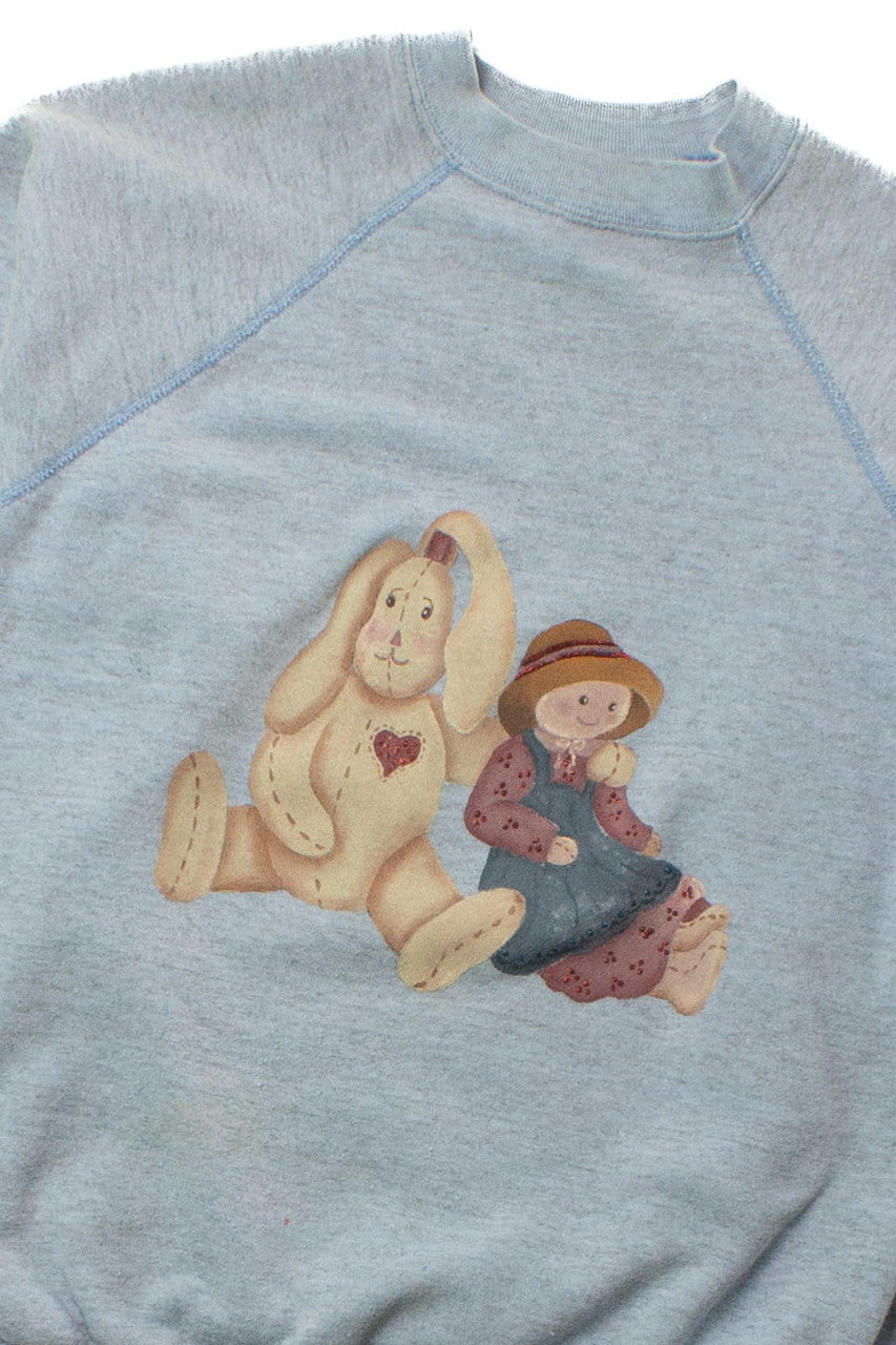 Vintage Rabbit & Girl Dolls Sweatshirt (1980s)
