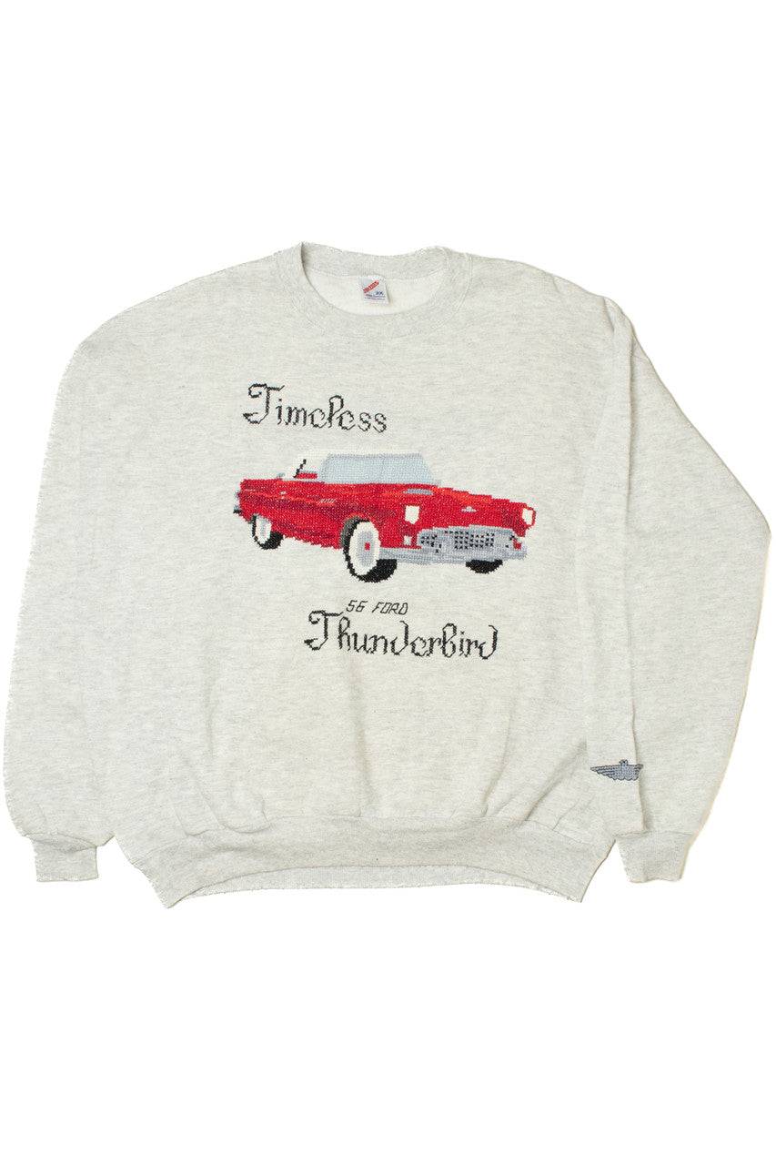 Vintage "Timeless 56 Ford" Classic Car Hand Embroidered Sweatshirt