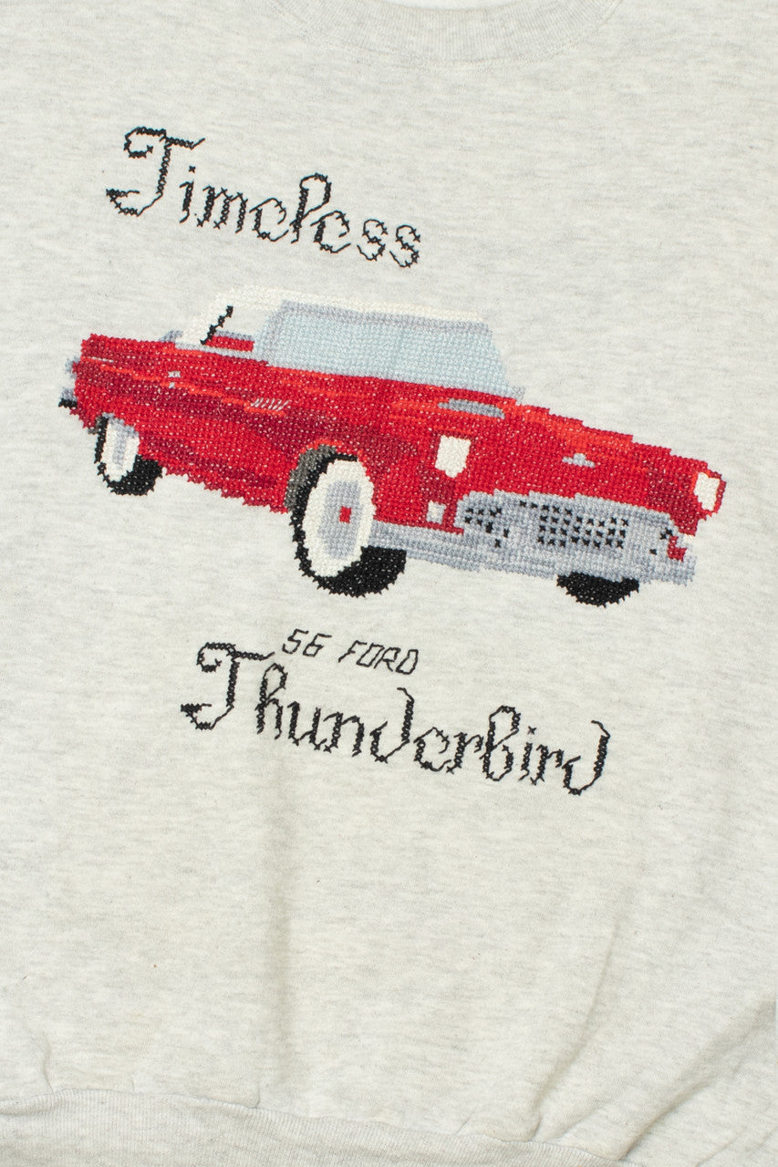 Vintage "Timeless 56 Ford" Classic Car Hand Embroidered Sweatshirt