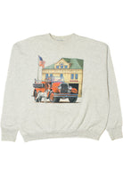 Vintage Fire Department Dalmatian Embossed Print Sweatshirt