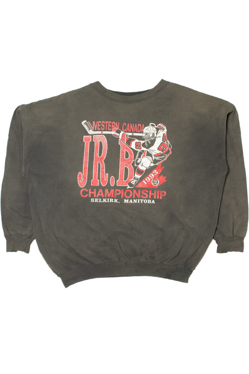 Vintage 1993 Distressed Hockey "Western Canada Championship" Sweatshirt