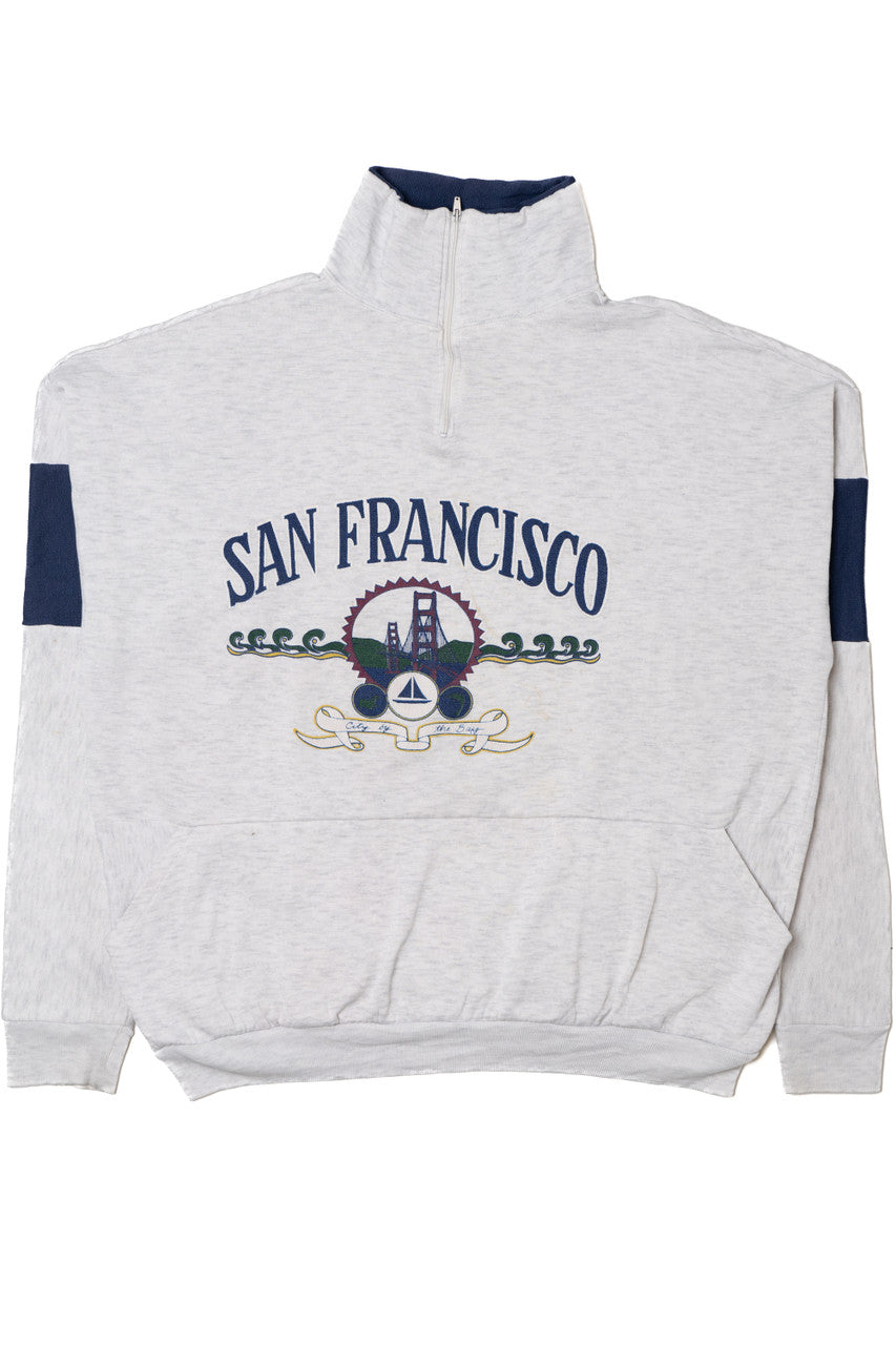 Vintage San Francisco Kangaroo Pocket Quarter Zip Sweatshirt