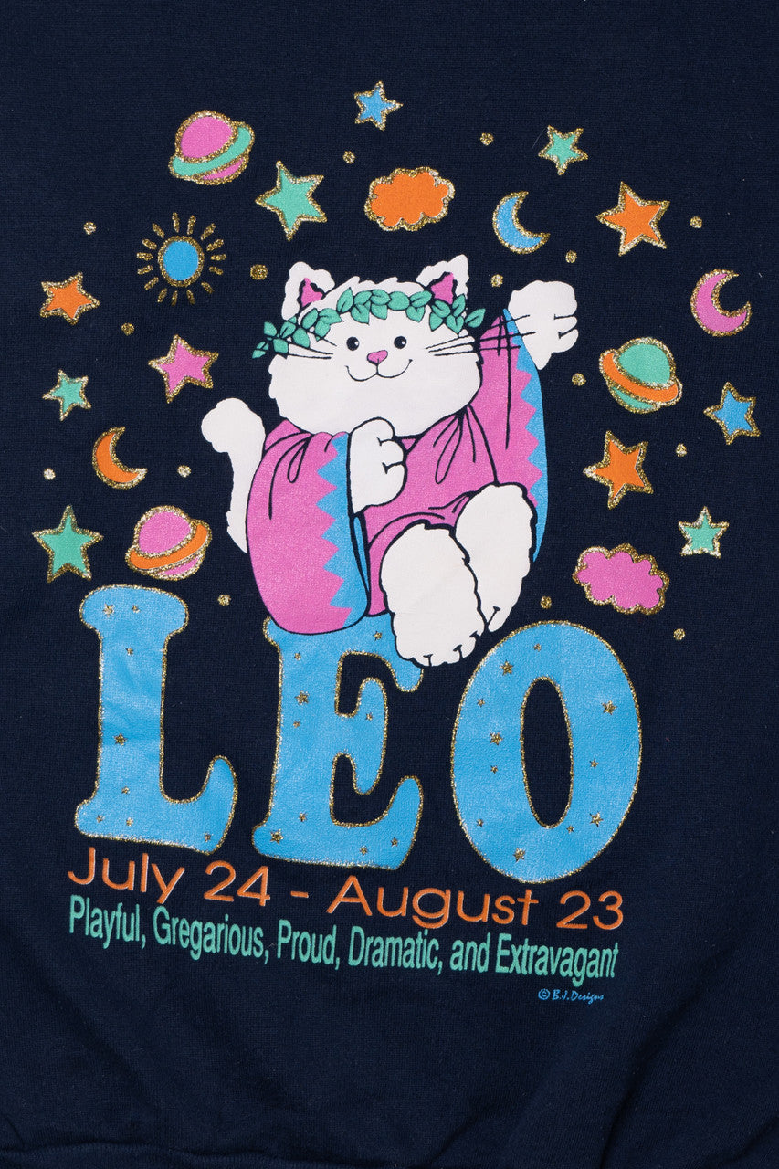 Vintage Leo Astrology Zodiac Sign Cat B.J. Designs Sweatshirt