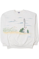Vintage Lighthouse Coastal Scene Wraparound Print Sweatshirt