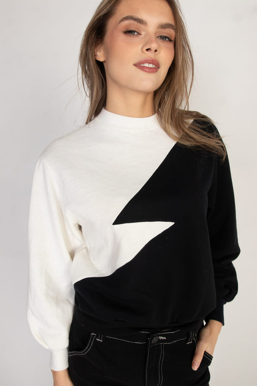 Vintage Black & White Zig Zag Sweatshirt (1990s)