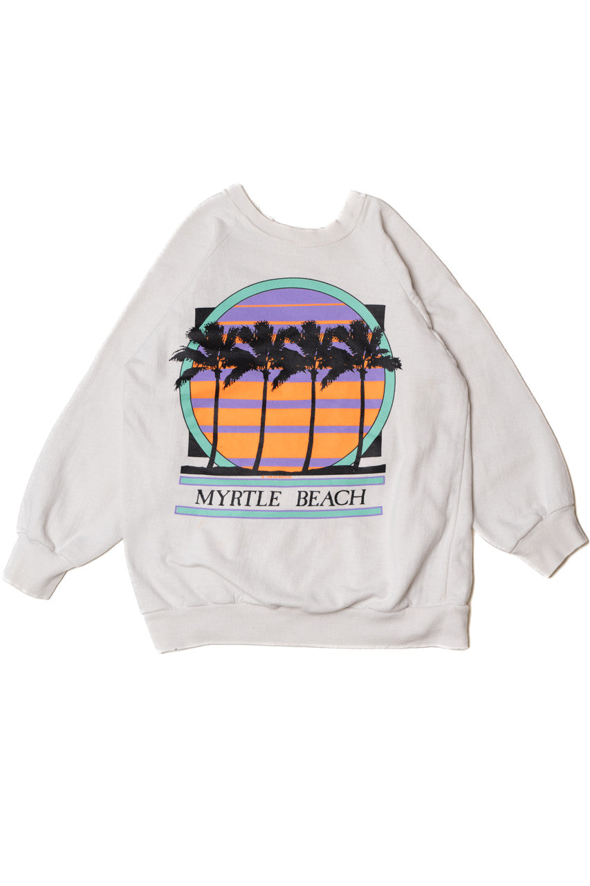 Vintage 1989 "Myrtle Beach" Neon Sunset Scene Sweatshirt