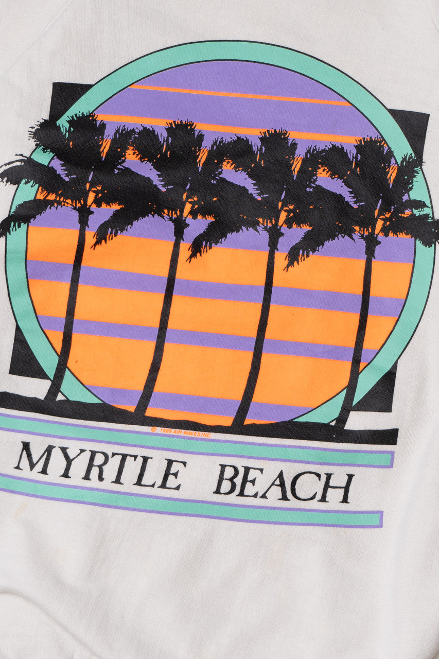 Vintage 1989 "Myrtle Beach" Neon Sunset Scene Sweatshirt