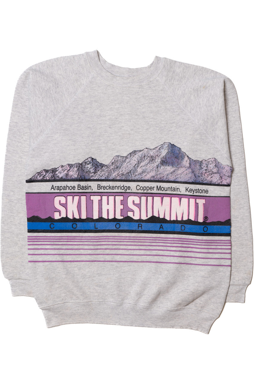 Vintage "Ski The Summit" Colorado Wraparound Print Raglan Sweatshirt