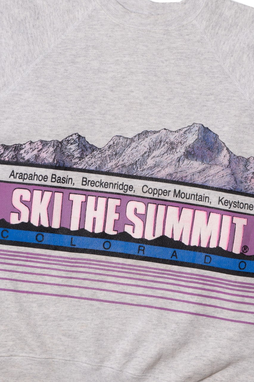 Vintage "Ski The Summit" Colorado Wraparound Print Raglan Sweatshirt