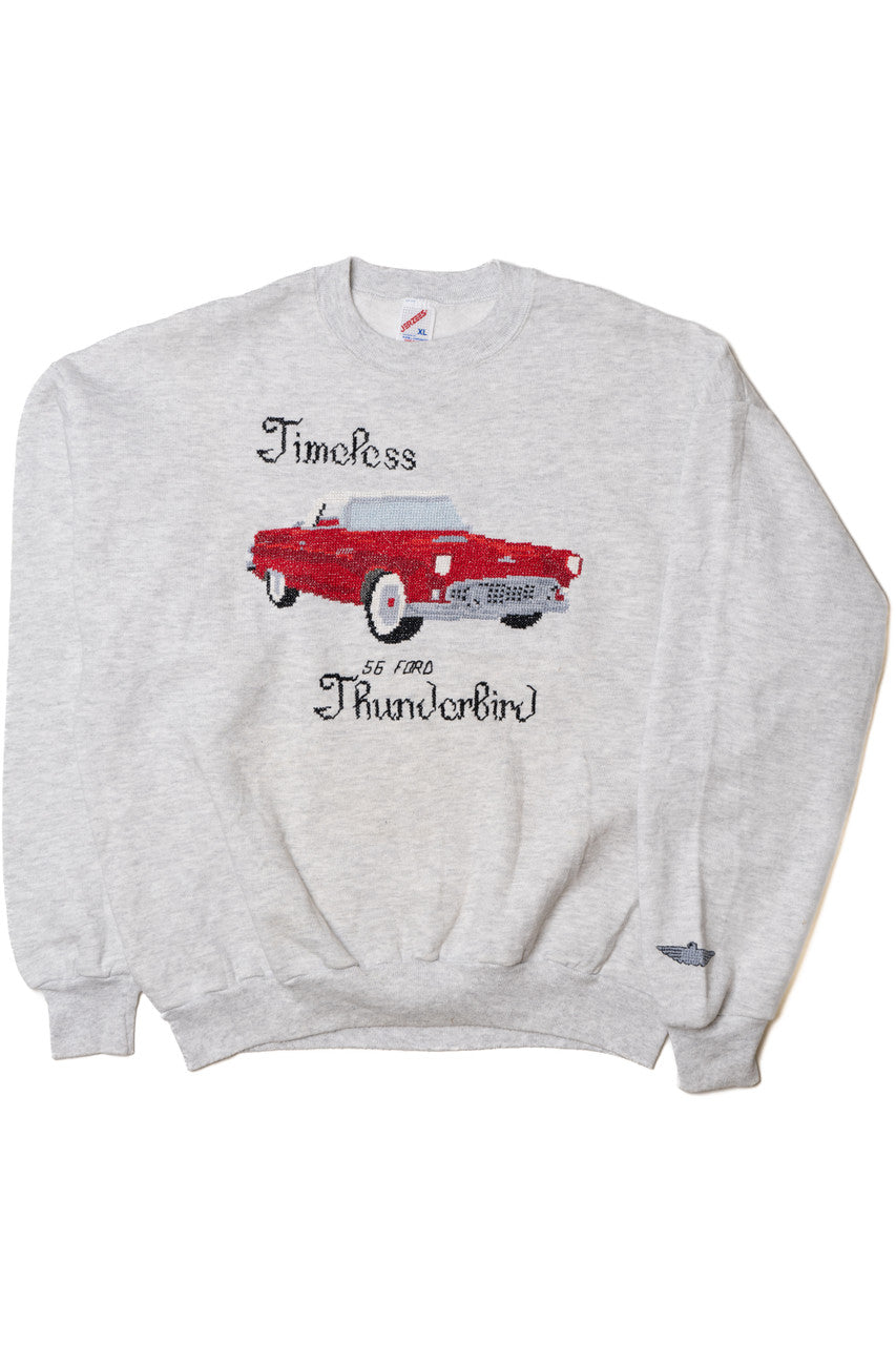 Vintage "Timeless Thunderbird" Hand Embroidered Cross Stitched Sweatshirt