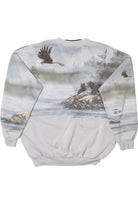 Vintage Eagle And Bears Nature All Over Print Sweatshirt