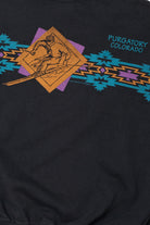 Vintage 1994 "Purgatory Colorado" Skiing Wraparound Print Turtleneck Sweatshirt