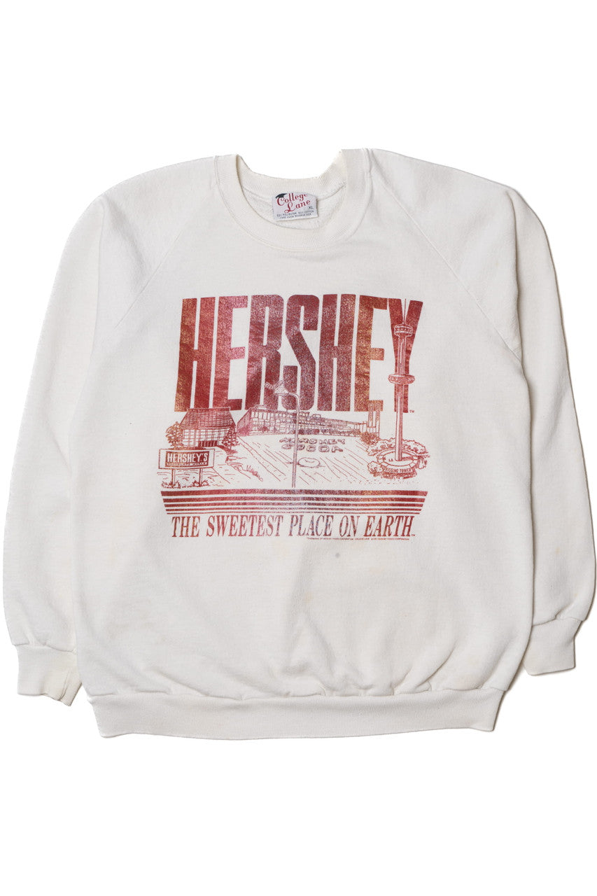 Vintage 1991 "Hershey The Sweetest Place On Earth" Metallic Print Sweatshirt