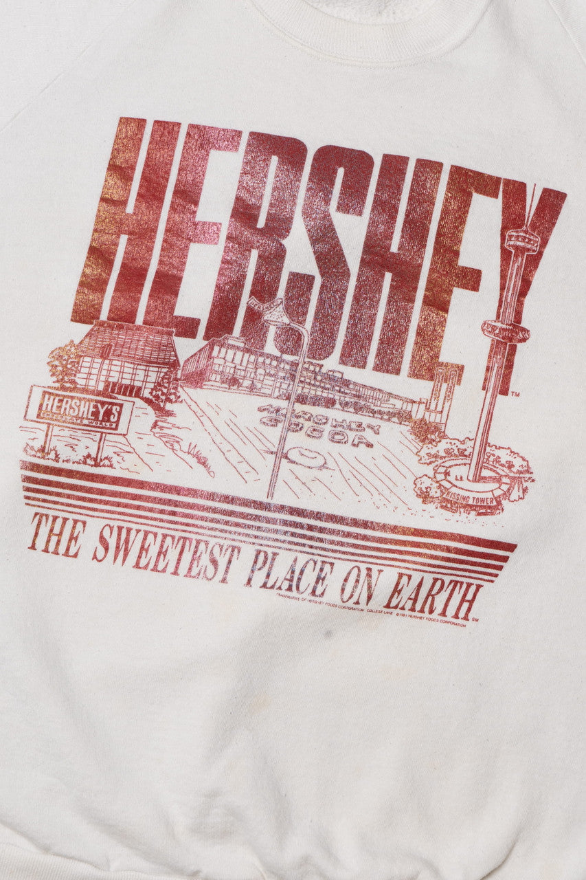 Vintage 1991 "Hershey The Sweetest Place On Earth" Metallic Print Sweatshirt
