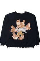 Vintage Puff Paint Cats Lettuce Edge Sweatshirt