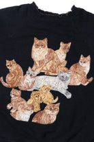 Vintage Puff Paint Cats Lettuce Edge Sweatshirt