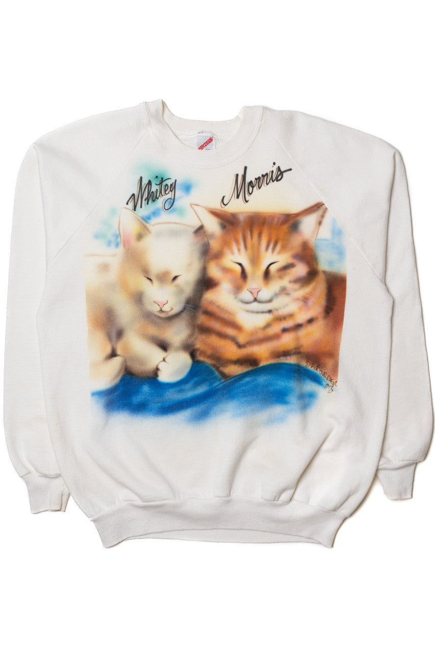 Vintage 1993 "Whitey" & "Morris" Air Brushed Cats Sweatshirt